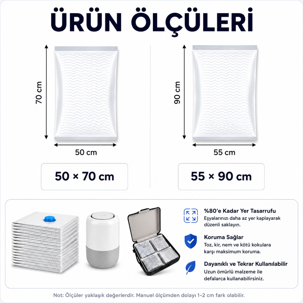 Vakum torbası paket içeriği