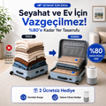 Travelly vakumlu valiz torbası seti şarjlı vakum cihazı ile