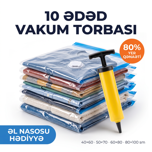 Travelly vakum torbası dəsti və hədiyyə əl nasosu