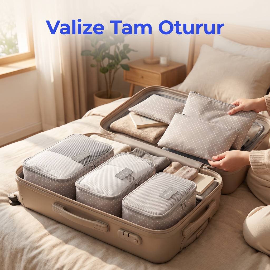 6 parça set valize tam oturmuş